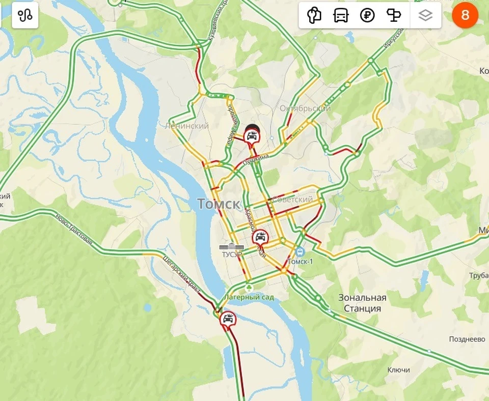 Пробки томск сейчас онлайн карта смотреть онлайн