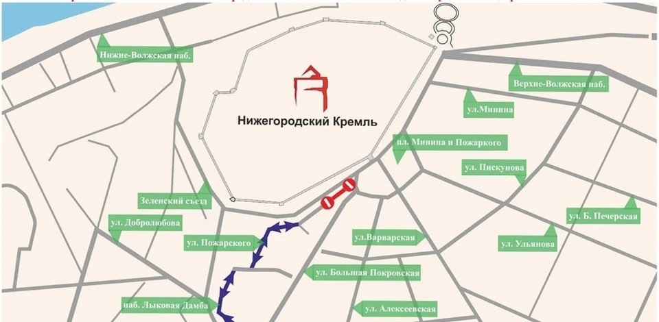 Движение на участке улицы Пожарского в Нижнем Новгороде приостановят с 10 до 13 марта.