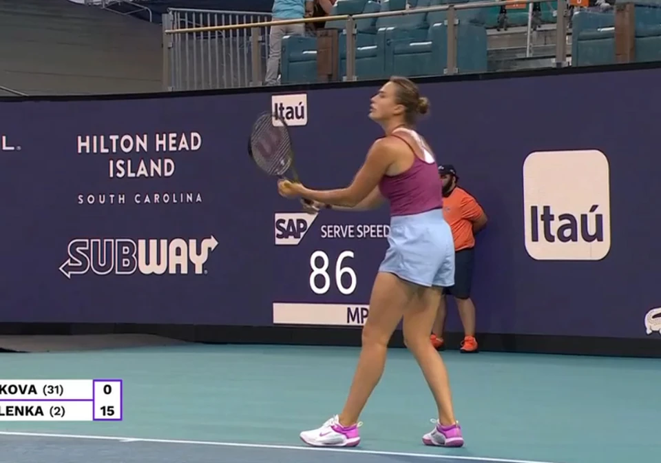 Соболенко без проблем выигрывает в Майами. Фото: кадр видео WTA