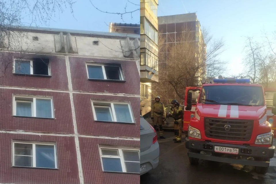В Новосибирске загорелась квартира на последнем этаже 9-этажного дома на улице 1905 года. Фото: ГУ МЧС по НСО