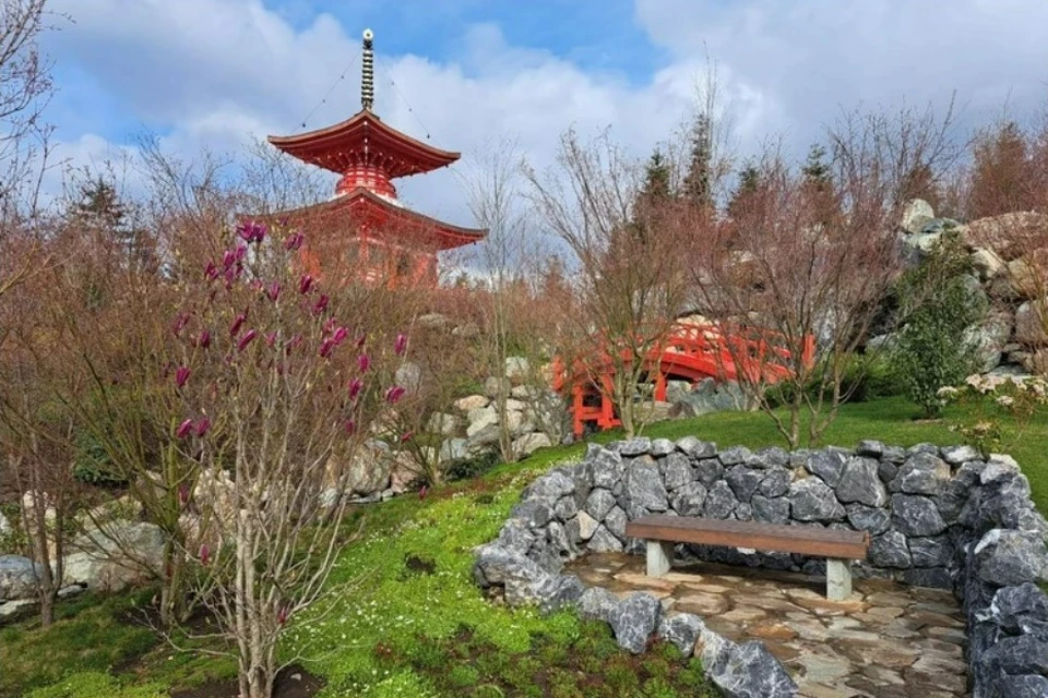 Одна из локация Японского сада - храм для медитаций