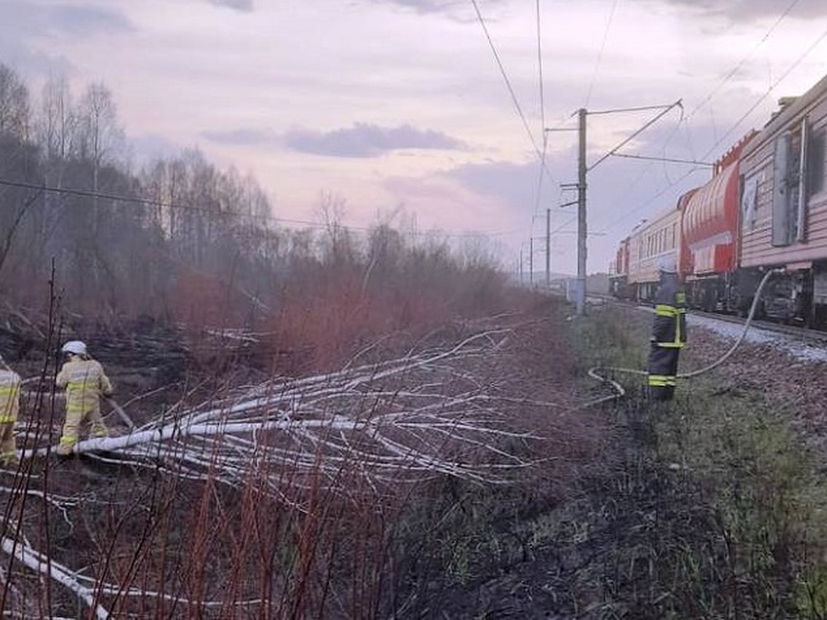 Пожарные поезда СвЖД за сутки четырежды пришли на помощь МЧС и  предотвратили распространение огня - KP.RU