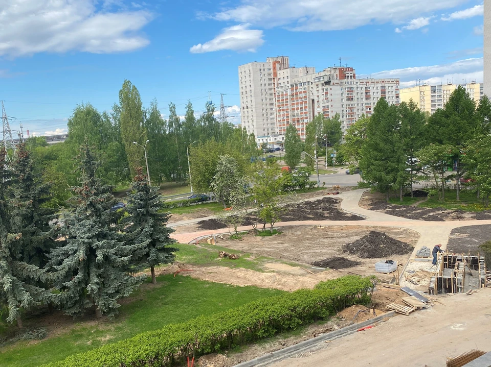 Готовность сквера на улице Березовской составляет около 50%. Фото: Пресс-служба администрации Нижнего Новгорода.