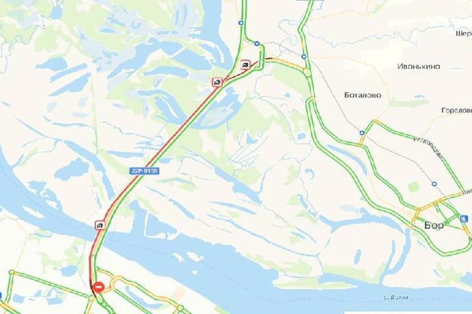 Огромная пробка образовалась на въезде в Нижний Новгород с Бора утром 22 мая