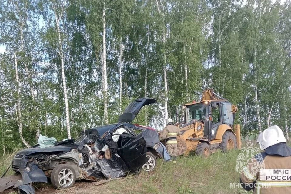 Вблизи села Кирсаново автомобиль Ford съехал с дороги и врезался в столб.