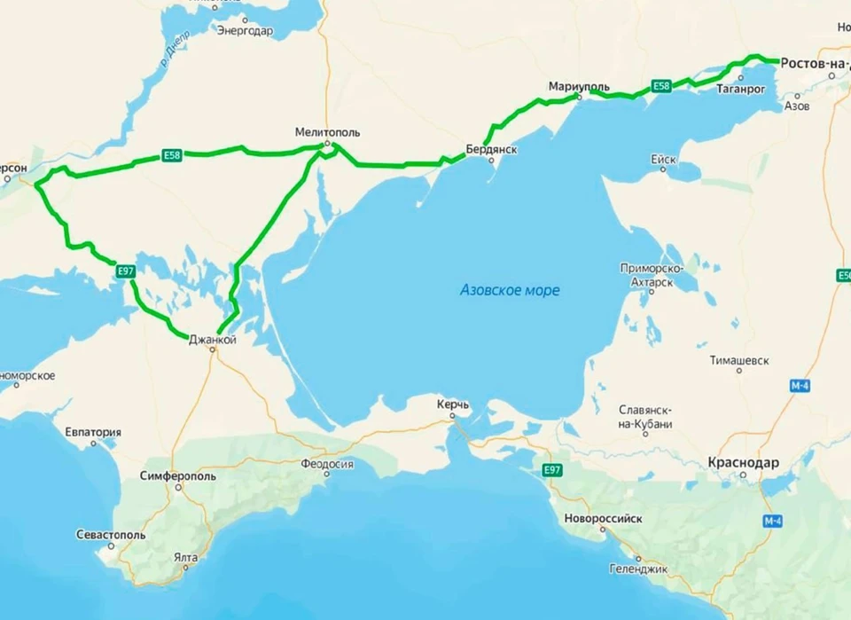 В обход Крымского моста существует сухопутный маршрут. Фото - телеграм-канал администрации Запорожской области