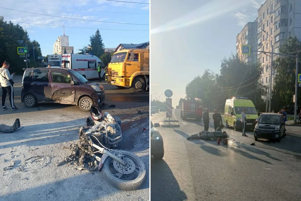 В Новосибирске мотоциклиста госпитализировали после столкновения с «Субару». Фото: Госавтоинспекция НСО