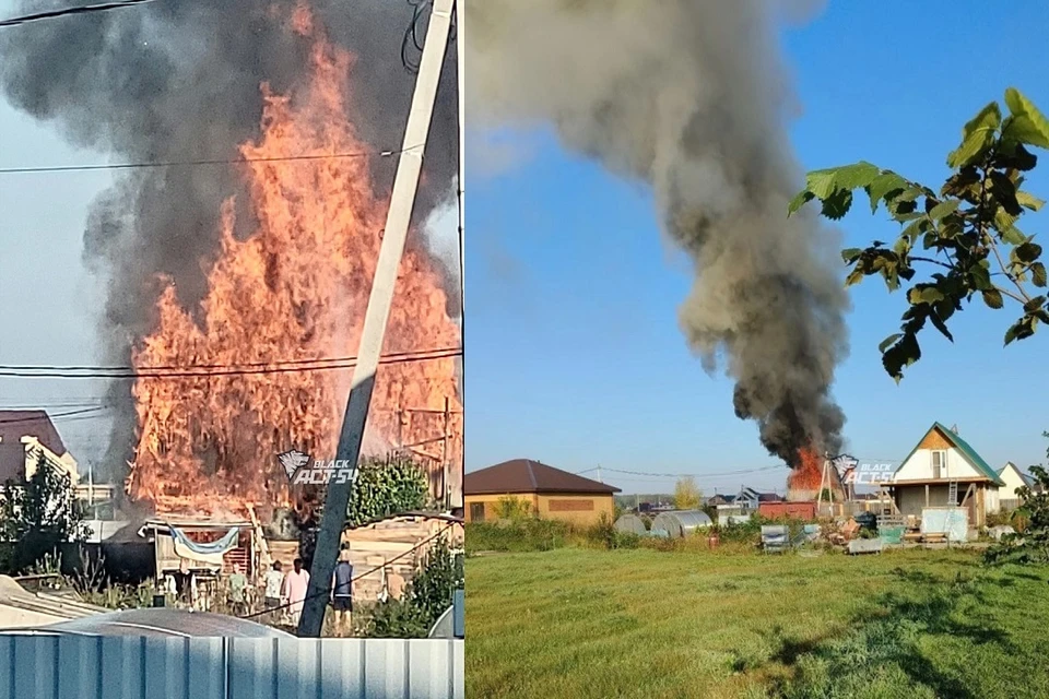 Огромное пламя полностью охватило частный дом в Марусино в Новосибирской области. Фото: "АСТ-54".