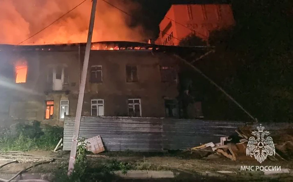Пожар в центре Рязани на проезде Грибоедова.