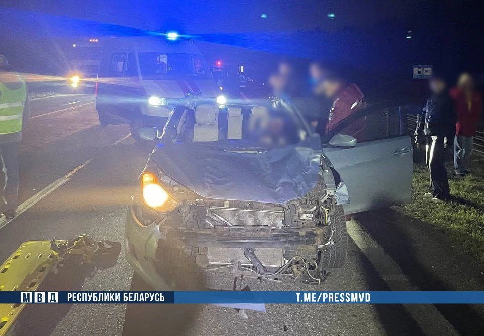 Под Минском годовалый ребенок и водитель Hyundai погибли, когда авто врезалось в лося. Фото: телеграм-канал МВД