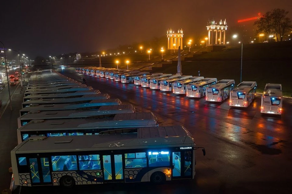 Новенькие автобусы выстроились в ряд на набережной. Фото: АВО