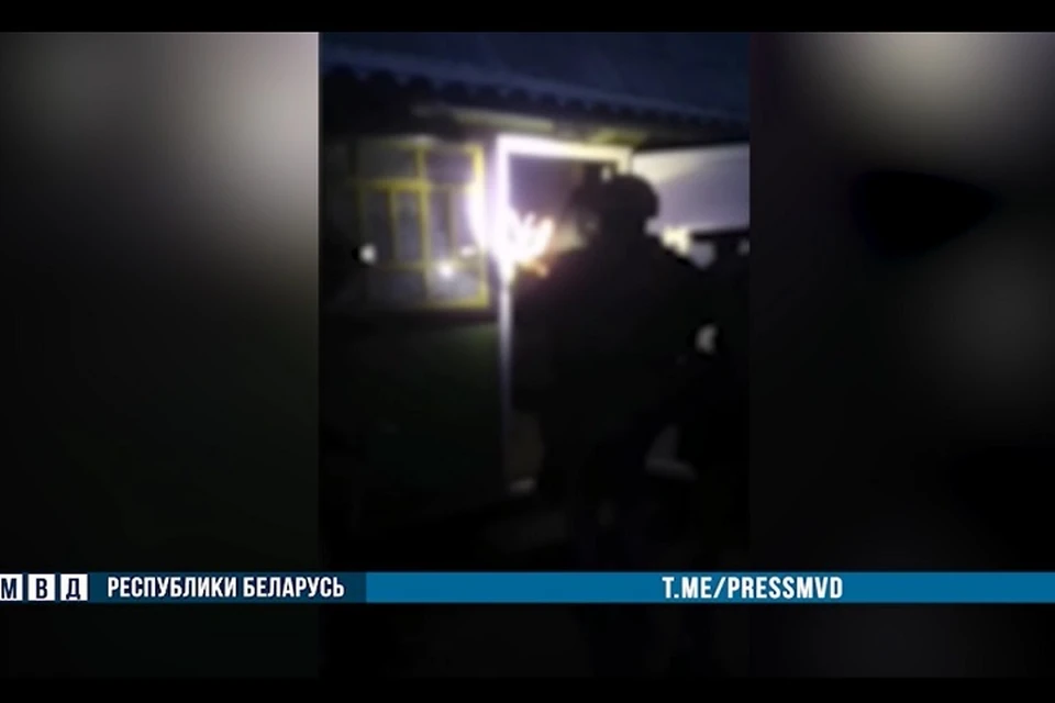 Группу с холодным оружием задержали в Крупском районе. Фото: стоп-кадр | видео МВД.