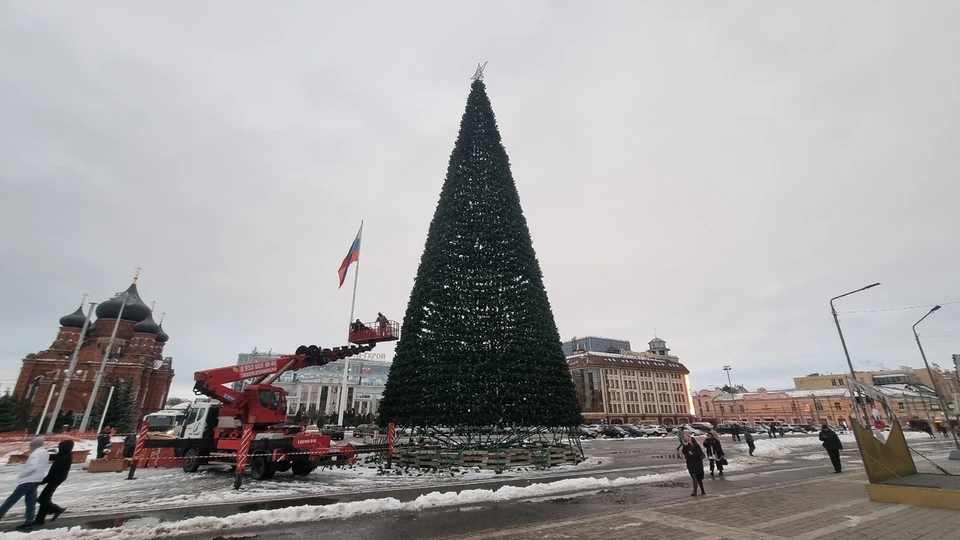 В Туле тестируют подсветку главной городской елки