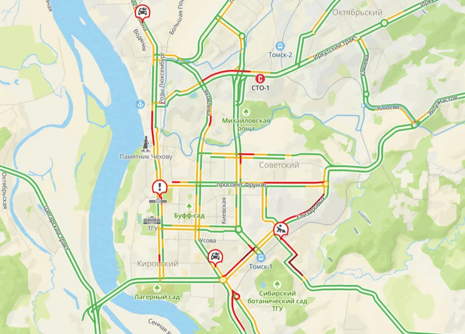Пробки томск сейчас карта смотреть