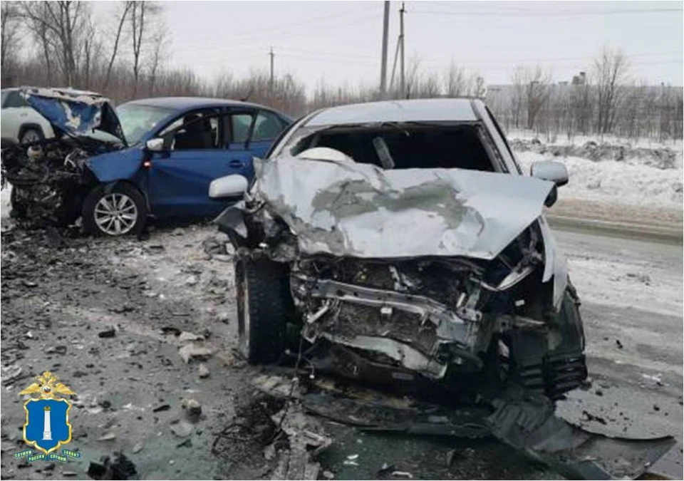 На трассе в Мелекесском районе Ульяновской области столкнулись три автомобиля. Фото Госавтоинспекция Ульяновской области