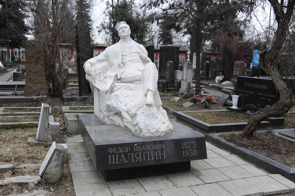 Надгробный памятник оперному певцу Федору Шаляпину на Новодевичьем кладбище в Москве