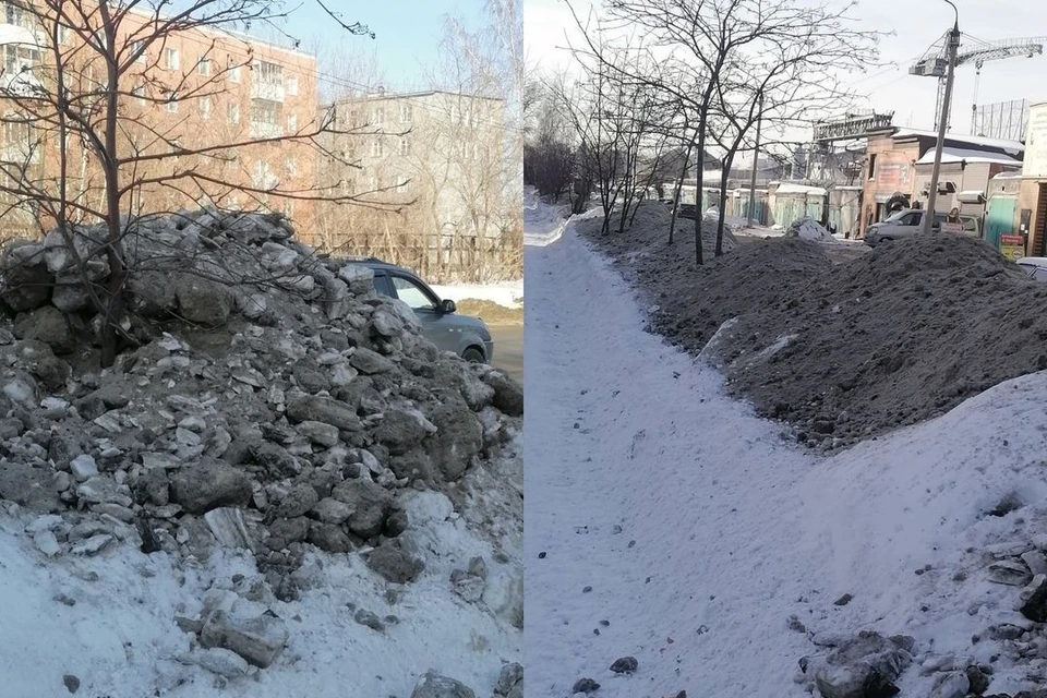 В Новосибирске дорожники завалили грязью тротуар. Фото: предоставлено читателем