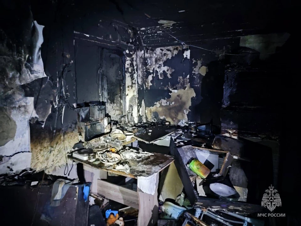 В пожаре погибли трое детей Фото: пресс-служба ГУ МЧС РФ по Краснодарскому краю