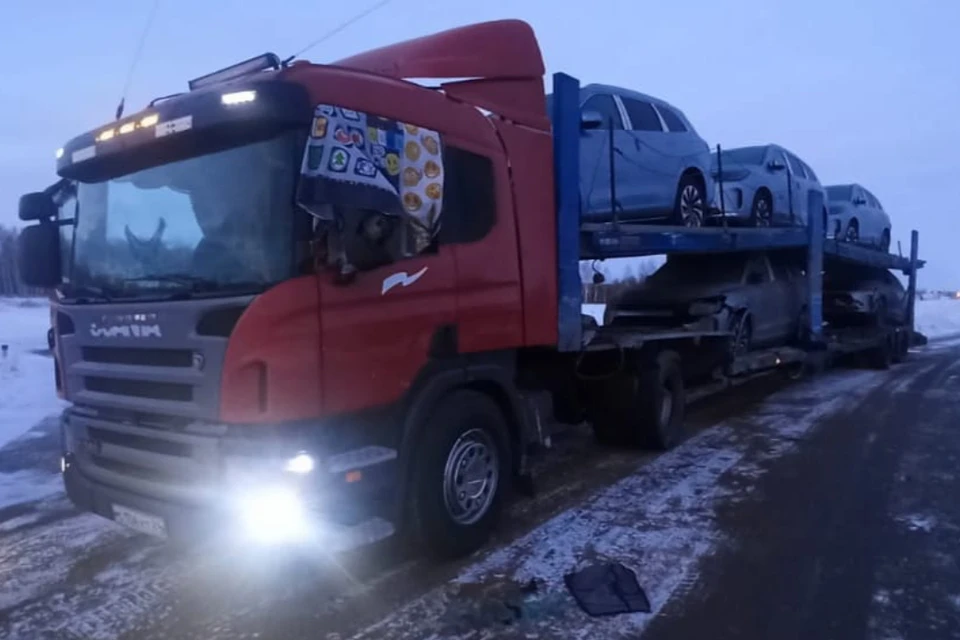Водитель автовоза не пострадал. Фото: Управление Госавтоинспекции по Новосибирской области
