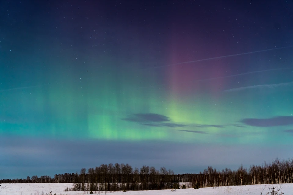 Кемеровский фотограф снял эффектные кадры северного сияния над Кузбассом. Фото: Андрей ВАСИЛЬЧЕНКО