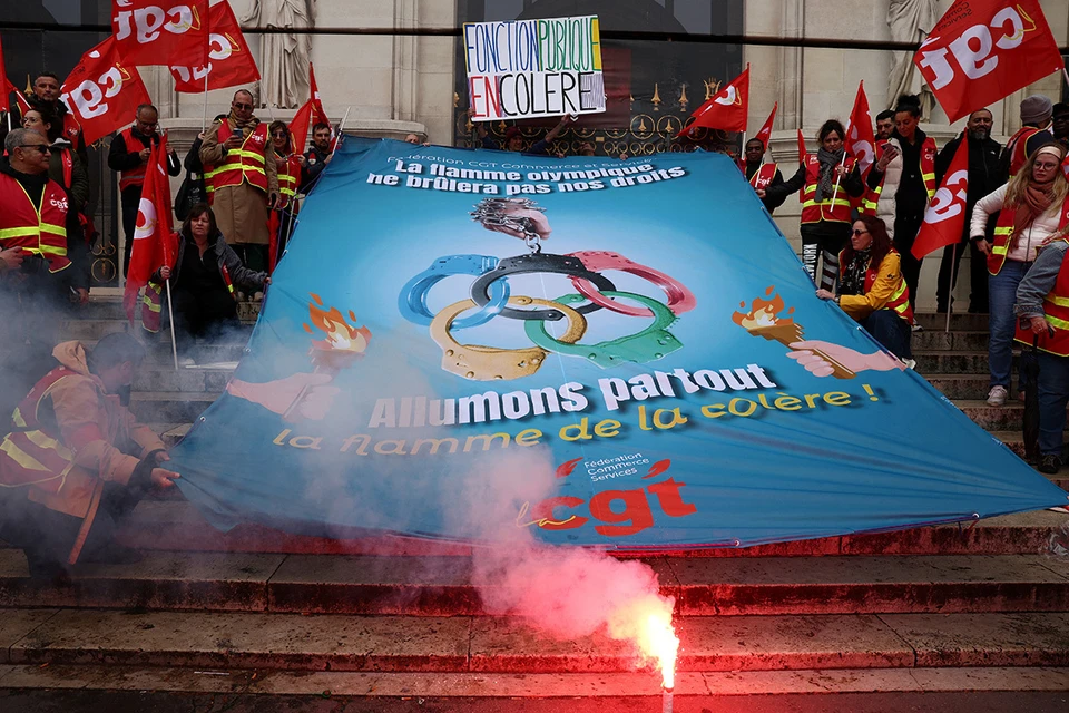 Французский профсоюз протестует против проведения Олимпийских игр 2024 года в Париже.