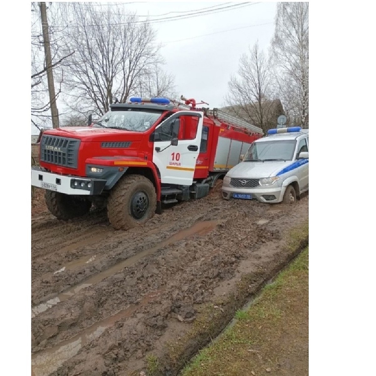 Три спецавтомобиля попали в грязевую ловушку в Шарье - KP.RU