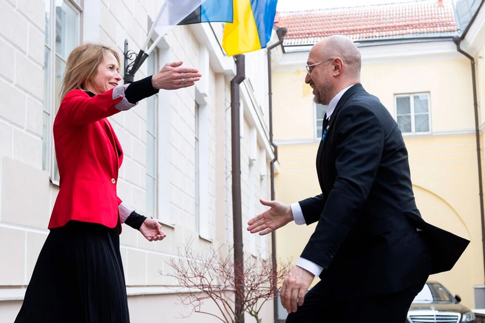 Эстонский премьер-министр Кая Каллас горячо встречает своего украинского коллегу Дениса Шмыгаля