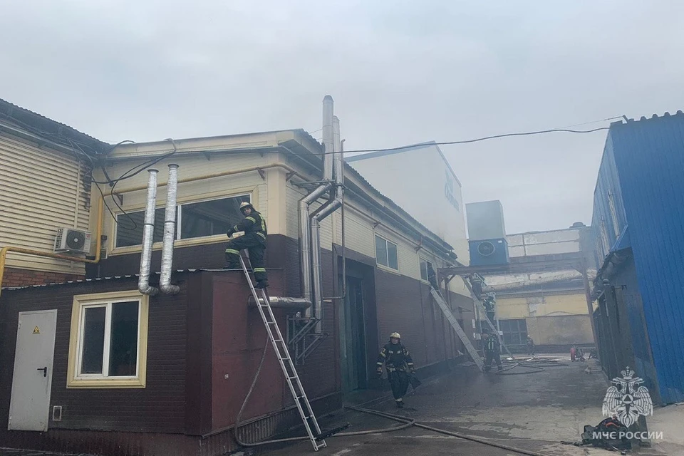 Административное здание загорелось в Дзержинском районе Новосибирска. Фото: ГУ МЧС НСО.