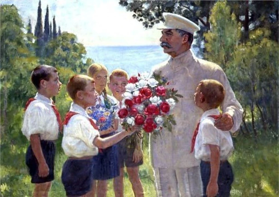 Неизвестный художник - Сталин и дети (Конец 1940-х - начало 1950-х)