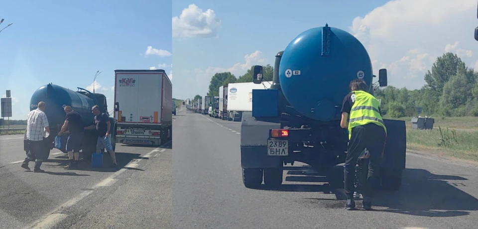 Подвоз питьевой воды организовали для водителей фур в пункте пропуска «Козловичи» на белорусско-польской границе. Фото: телеграм-канал Брестского исполкома