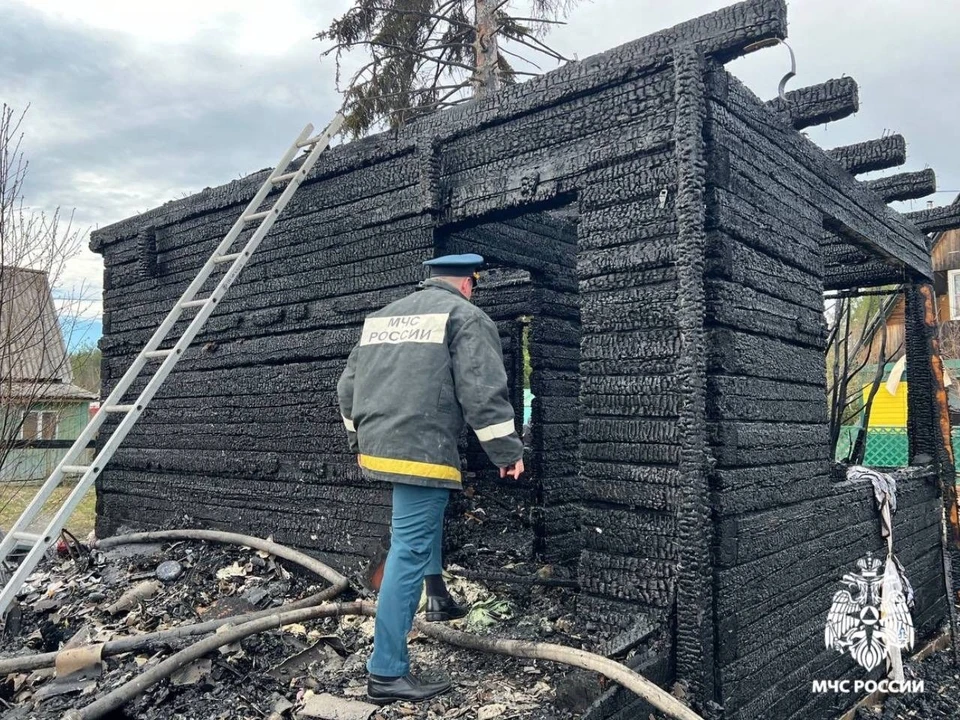 На Дырносских дачах в Сыктывкаре пожарные ликвидировали возгорание. Фото: МЧС по Коми.