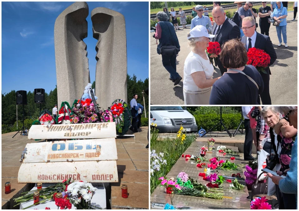 Близкие погибших и общественные деятели принесли цветы к памятнику на месте трагедии