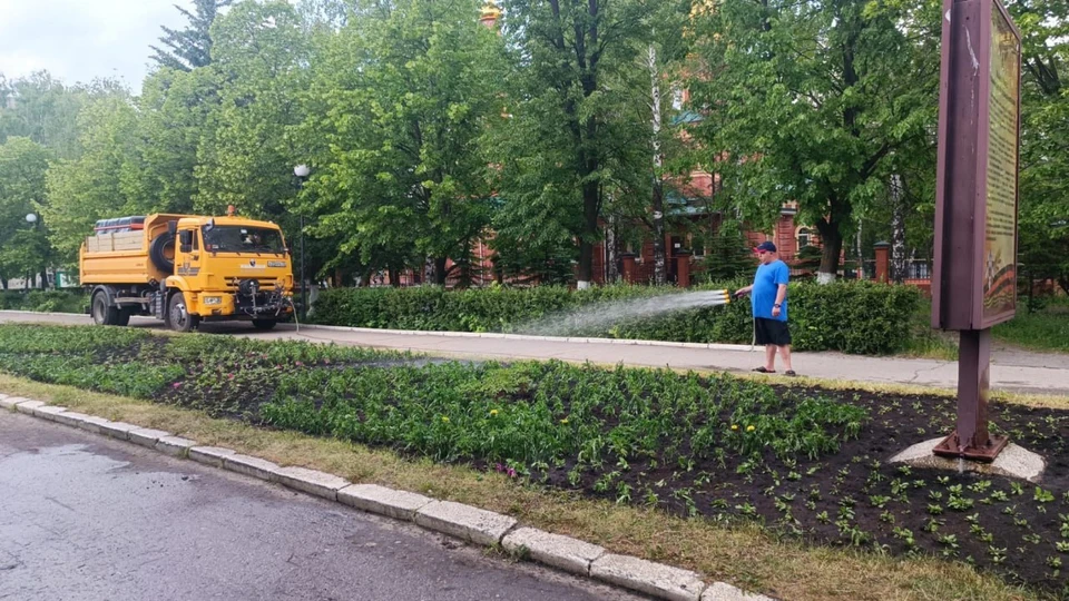 Ульяновские озеленители каждый день поливают цветы, высаженные в городе, спасая их от зноя. ФОТО: администрация Ульяновска