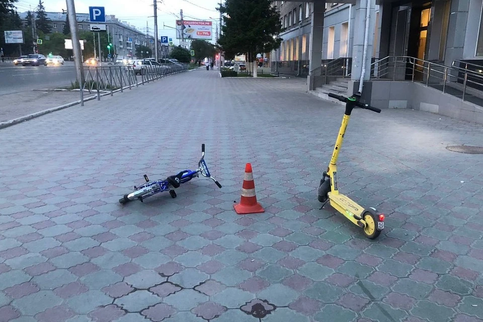 6-летний велосипедист врезался в парня на электросамокате. Фото: Госавтоинспекция НСО.