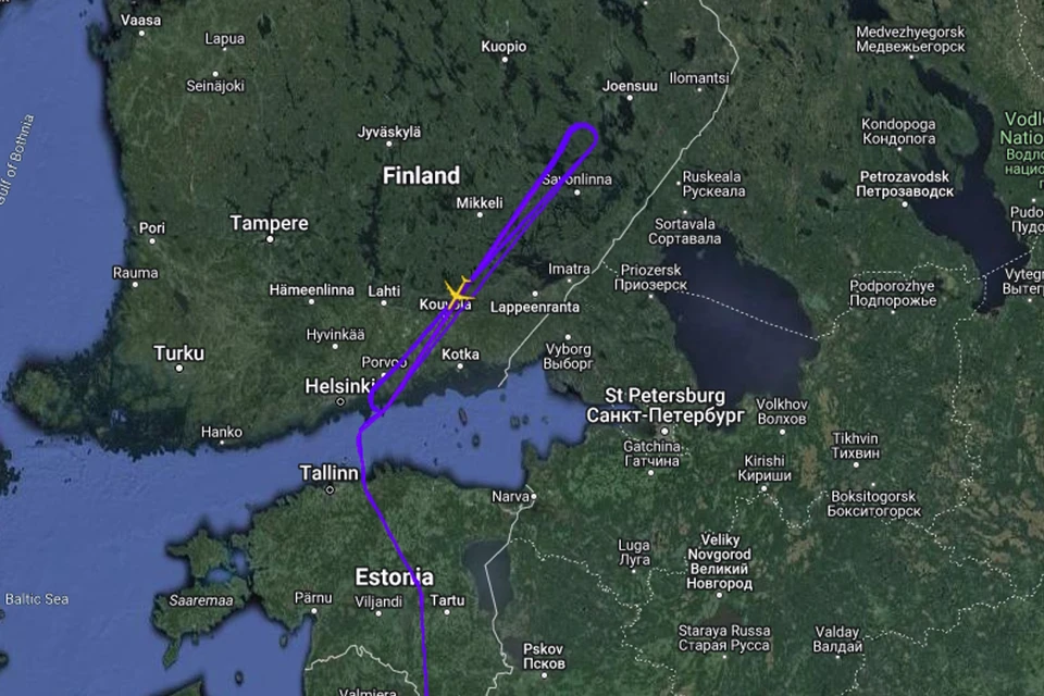 Американского шпиона заметили в небе у границ России с Финляндией. Фото: flightradar24.com
