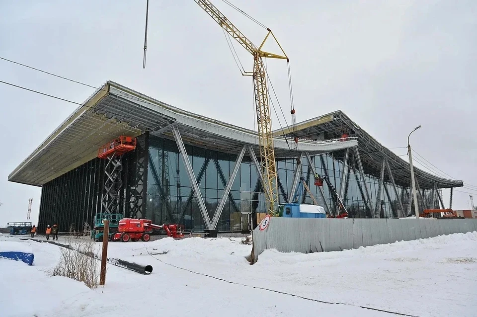Готовность здания нового терминала оценивают в 70%. Фото: пресс-служба Главы и правительства Удмуртии