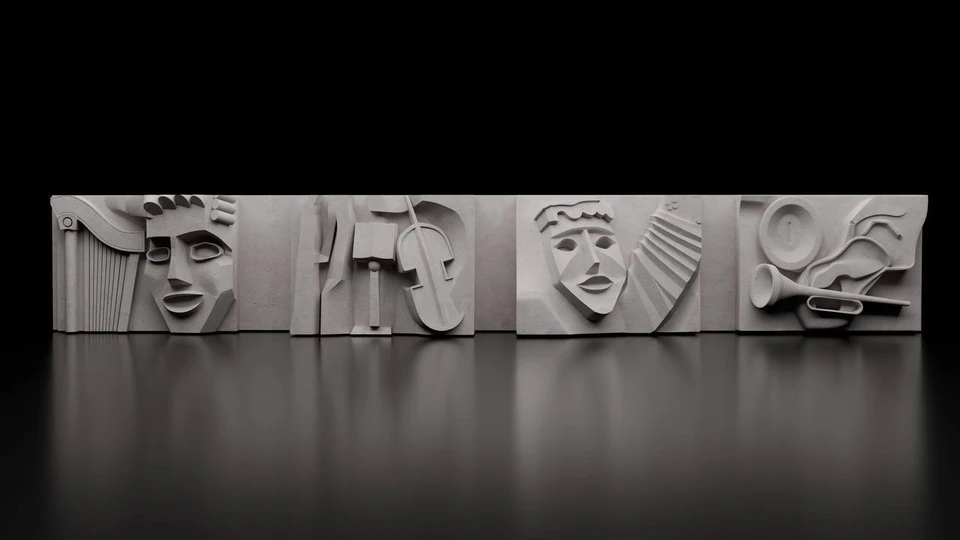 3D-модели барельефов с масками со сгоревшего музтеатра создали в Хабаровске Фото: ТОГУ