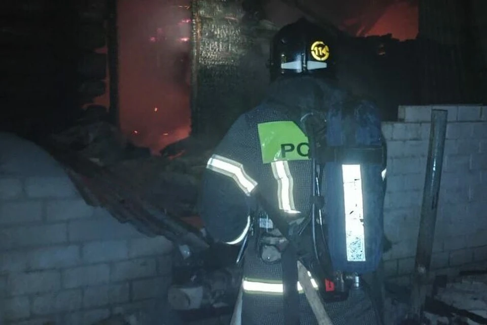 В селе Хорновар-Шигали Дрожжановского района в частном бревенчатом доме на улице Юхвитова ночью произошел пожар. Фото: МЧС Татарстана