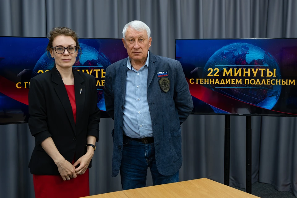 Ольга Шалимова и Геннадий Подлесный в студии радио КП