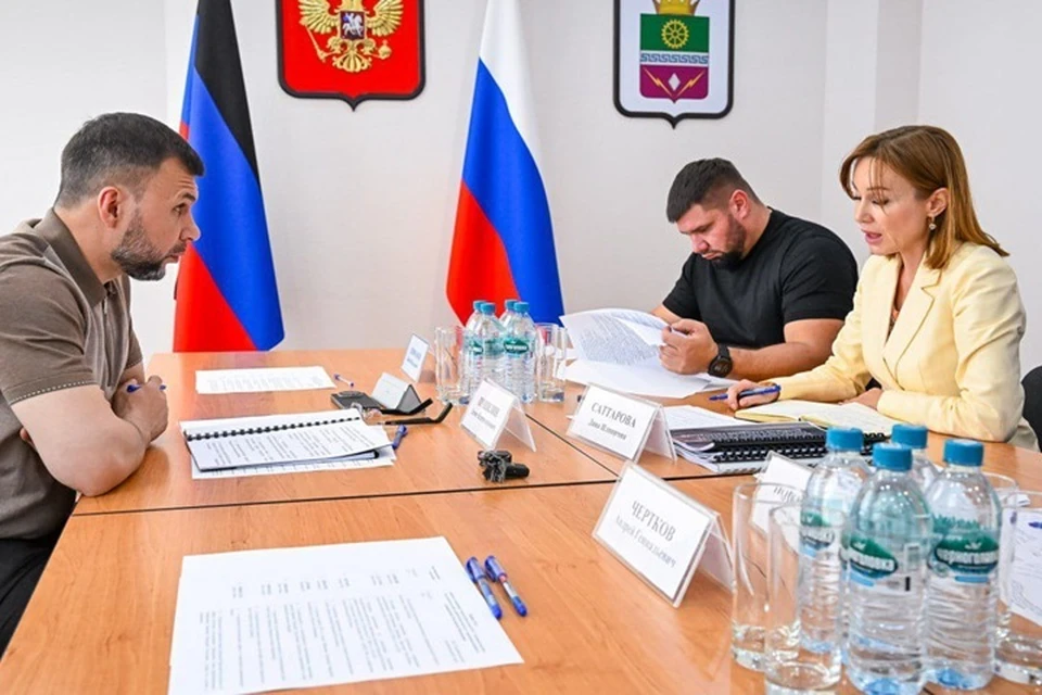 Глава ДНР Денис Пушилин и директор Единого института пространственного планирования РФ Дина Саттарова обсудили развитие региона. Фото: ЕИПП РФ