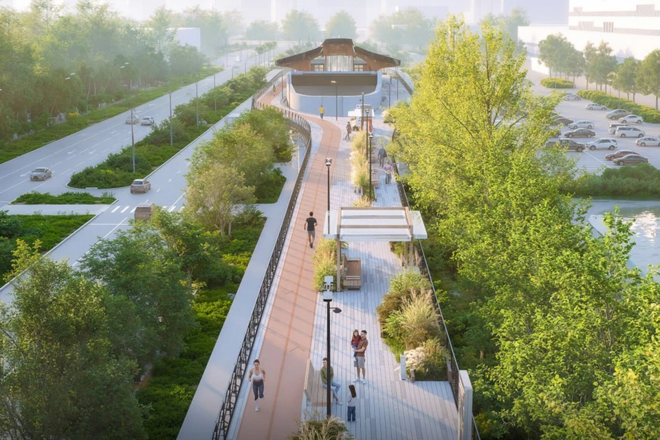 Проект круглогодичного парка на месте монорельса. Фото: t.me/mos_sobyanin