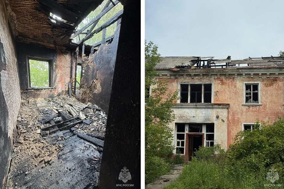 В Рыбинске горело заброшенное здание.