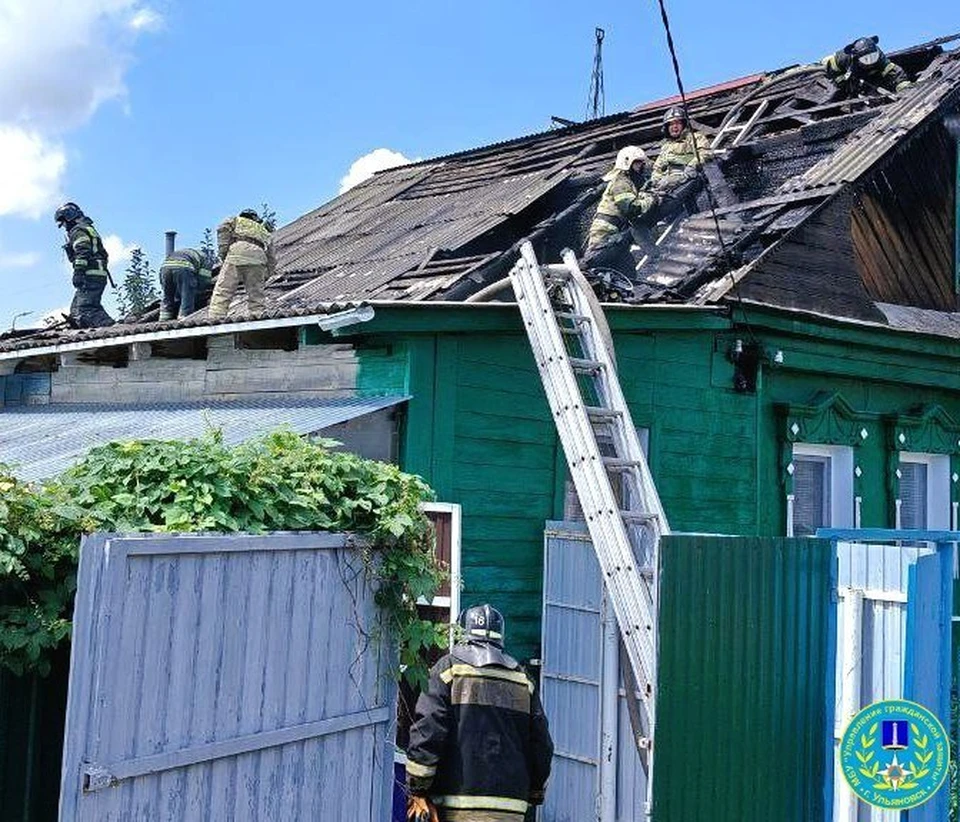 На севере Ульяновска днем 15 июля произошел пожар. Фото Управление гражданской защиты