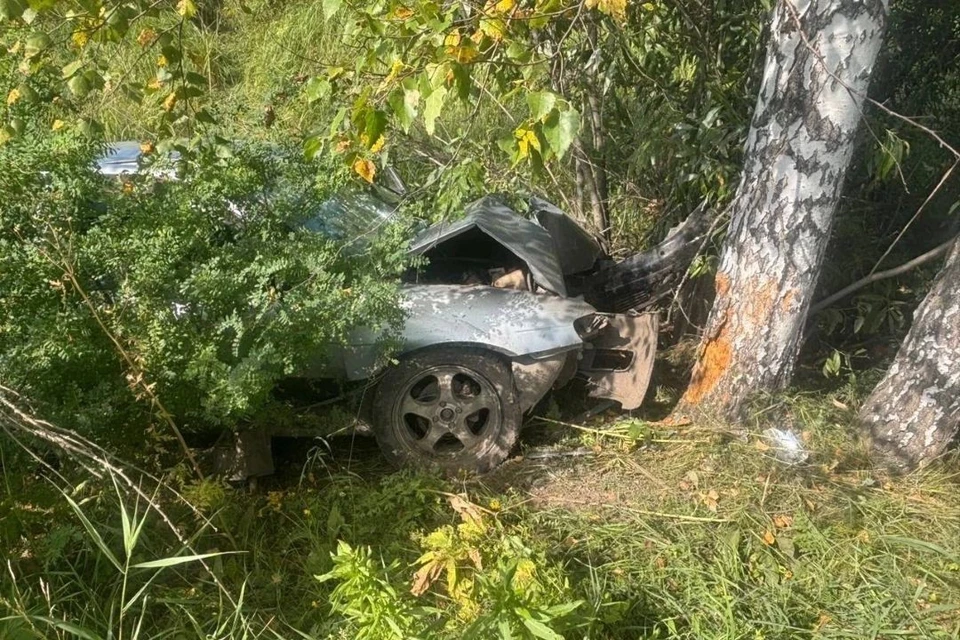 Автомобиль вылетел в кювет во время обгона. Фото: Госавтоинспекции Новосибирска.