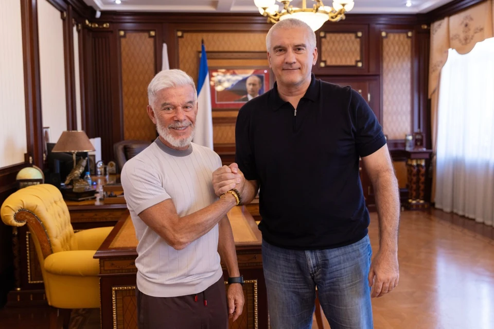 Глава Крыма встретился с Олегом Газмановым. Фото: Сергей Аксенов/Tg