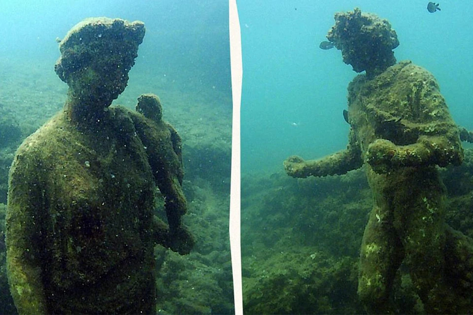 Знаменитые подводные статуи Байи / коллаж УНИАН, фото wikimedia.org