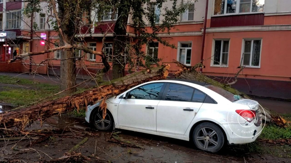 К счастью, пострадала только легковушка. Фото управления ГО и ЧС города Липецка.
