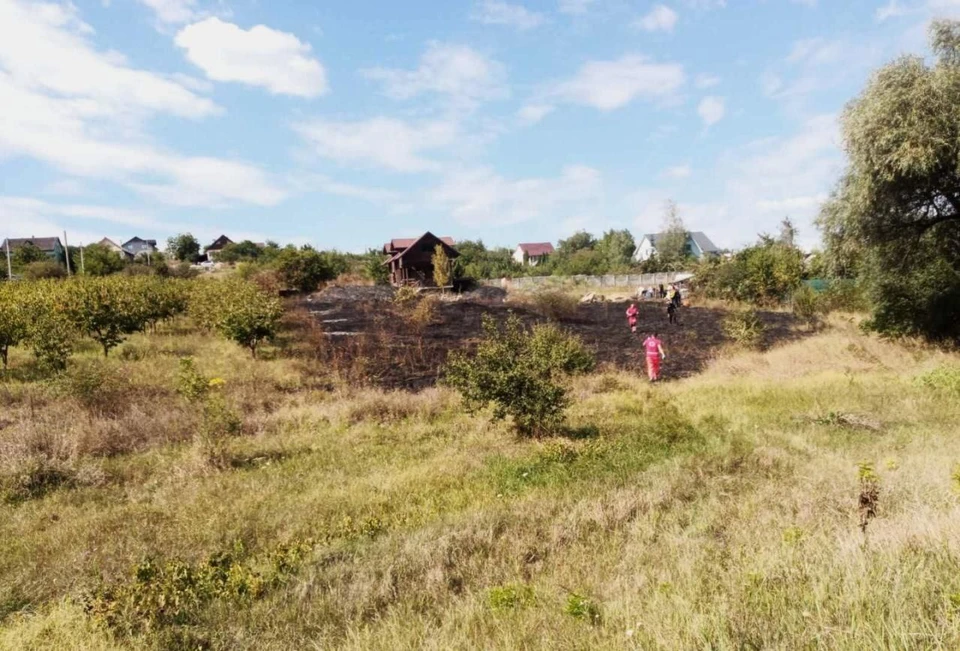 Трава загорелась, а огонь подступил к самому дому. Фото: соцсети