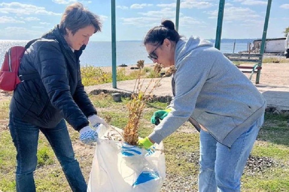 В Приморском районе Мариуполя прошел субботник по уборке прибрежной зоны. Фото: АГО Мариуполь