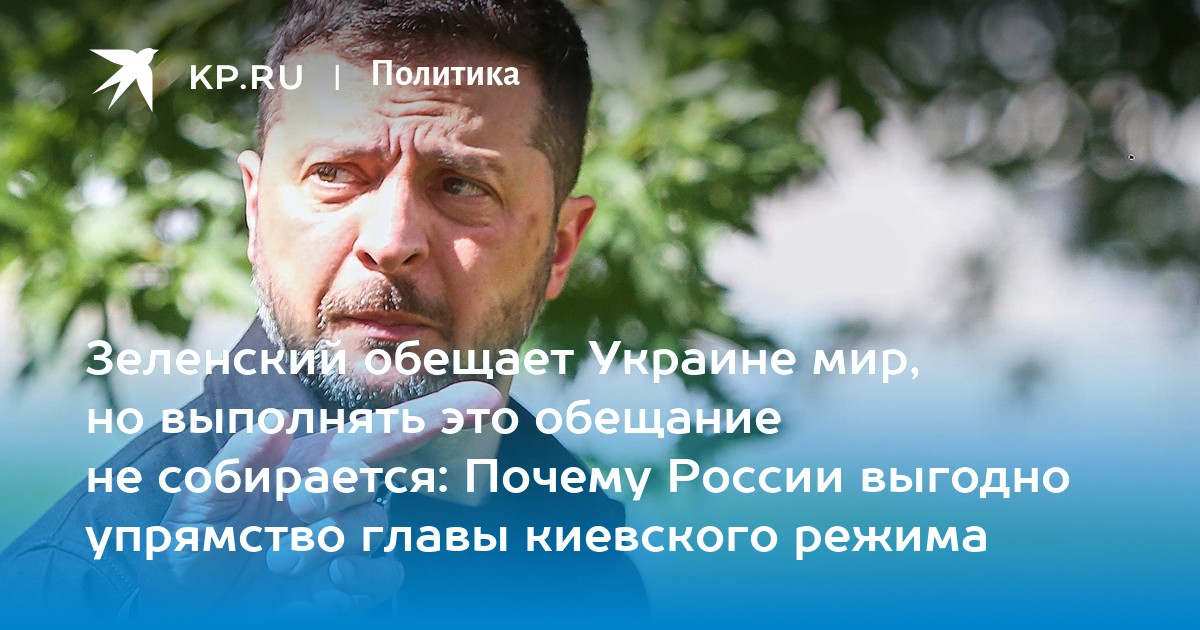 Зеленский обещает Украине мир, но выполнять это обещание не собирается: Почему России выгодно упрямство главы киевского режима
